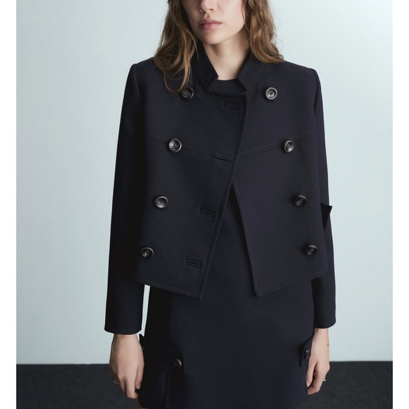 MNG Black Double-Breasted Women's Short Jacket NWT large blazer - Picture 1 of 2
